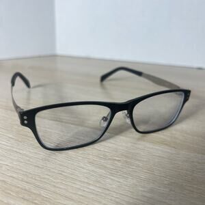 JINS MUF-15A U023B Eyeglasses Black Silver Metal Arms Frames 51-16-144